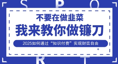 韭菜生涯终结者，我来教你做镰刀，2025如何通过“知识付费”实现财F自由【揭秘】-源码天堂
