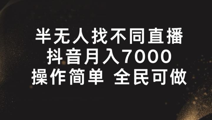 半无人找不同直播，月入7000+，操作简单 全民可做【揭秘】-源码天堂