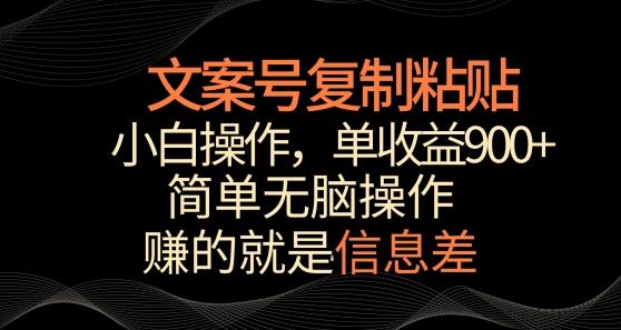 文案号掘金，简单复制粘贴，小白操作，单作品收益900+【揭秘】-源码天堂
