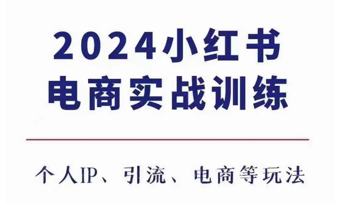 2024小红书电商3.0实战训练，包含个人IP、引流、电商等玩法-源码天堂