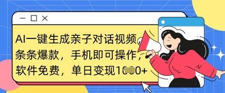 AI一键生成亲子对话视频，条条爆款，一部手机即可操作，单日变现数张-源码天堂