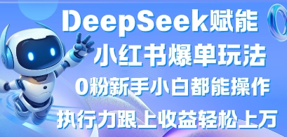DeepSeek赋能小红书爆单玩法0粉新手小白都能操作，执行力跟上收益轻松上W，懒人勿做-源码天堂