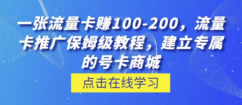一张流量卡赚100-200，流量卡推广保姆级教程，建立专属的号卡商城-源码天堂