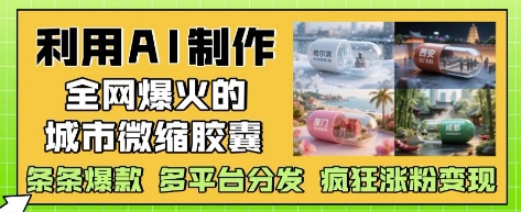 利用AI制作全网爆火的城市微缩胶囊，条条爆款， 多平台分发，疯狂涨粉变现-源码天堂
