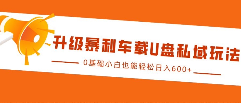 升级暴利车载U盘私域玩法，0基础小白也能轻松日入多张【揭秘】-源码天堂