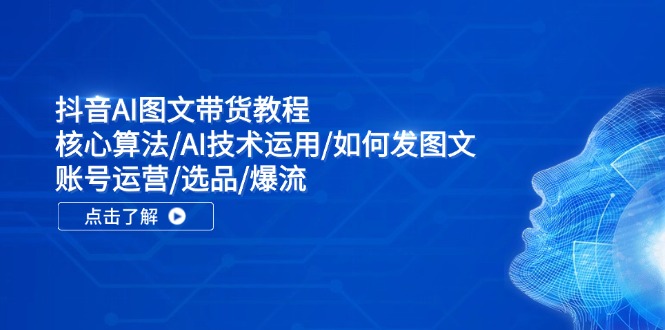 抖音AI图文带货教程：核心算法/AI技术运用/如何发图文/账号运营/选品/爆流-源码天堂