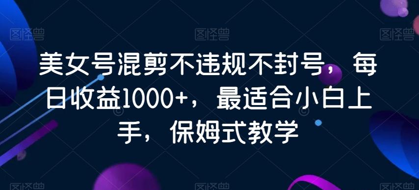 美女号混剪不违规不封号，每日收益1000+，最适合小白上手，保姆式教学-源码天堂