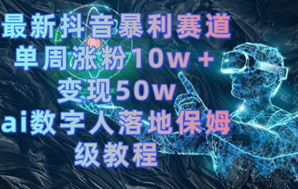 最新抖音暴利赛道，单周涨粉10w＋变现50w的ai数字人落地保姆级教程【揭秘】-源码天堂
