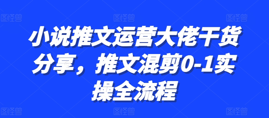 小说推文运营大佬干货分享，推文混剪0-1实操全流程-源码天堂