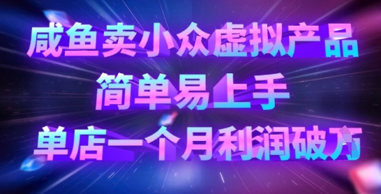 咸鱼卖小众虚拟产品，简单易上手，单店一个月利润破W-源码天堂