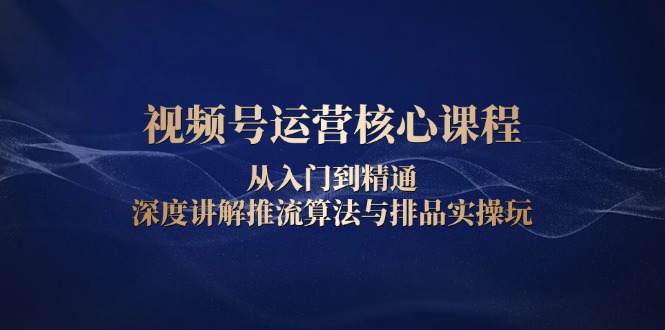 视频号运营核心课程，从入门到精通，深度讲解推流算法与排品实操玩-源码天堂