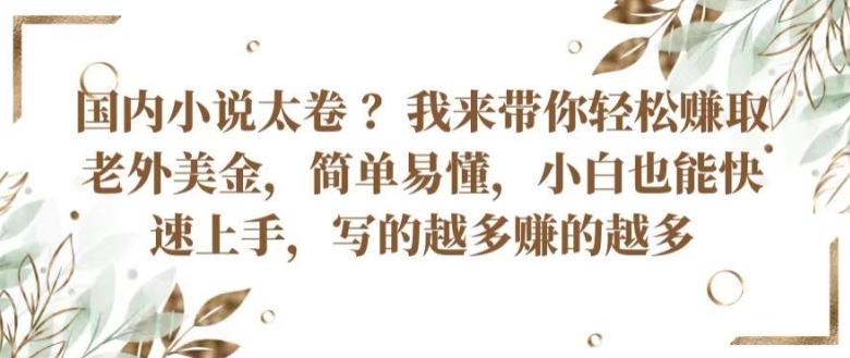 国内小说太卷 ?带你轻松赚取老外美金，简单易懂，小白也能快速上手，写的越多赚的越多【揭秘】-源码天堂