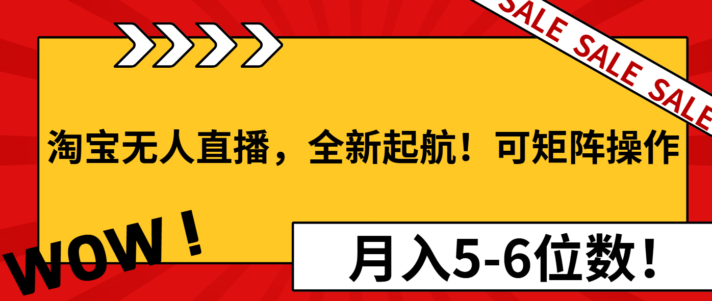 淘宝无人直播，全新起航！可矩阵操作，月入5-6位数！-源码天堂