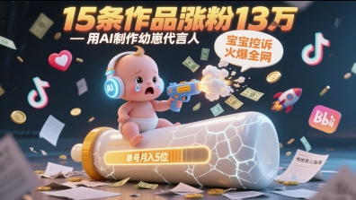 用AI制作幼崽代言人，宝宝的控诉火爆全网，15条作品涨粉13W，单号月入5位数实操教程-源码天堂