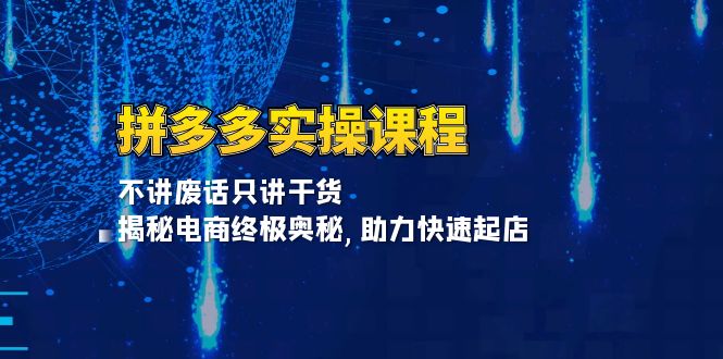 拼多多实操课程：不讲废话只讲干货, 揭秘电商终极奥秘,助力快速起店-源码天堂