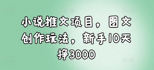 小说推文项目，图文创作玩法，新手10天挣3000-源码天堂