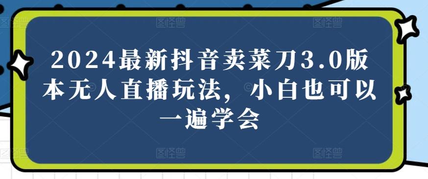 2024最新抖音卖菜刀3.0版本无人直播玩法，小白也可以一遍学会【揭秘】-源码天堂