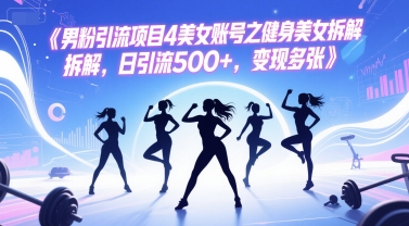 男粉引流项目4美女账号之健身美女拆解，日引流500+，变现多张-源码天堂