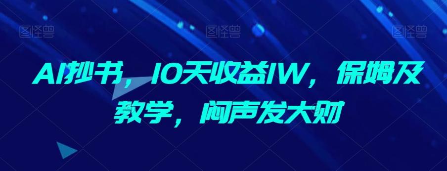 AI抄书，10天收益1W，保姆及教学，闷声发大财-源码天堂