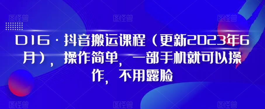 D1G·抖音搬运课程（更新2023年12月），操作简单，一部手机就可以操作，不用露脸-源码天堂