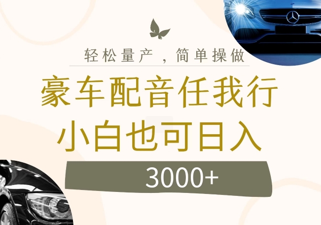 不为人知的暴力小项目，豪车配音，日入几张【揭秘】-源码天堂
