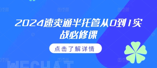 2024速卖通半托管从0到1实战必修课，掌握通投广告打法、熟悉速卖通半托管的政策细节-源码天堂
