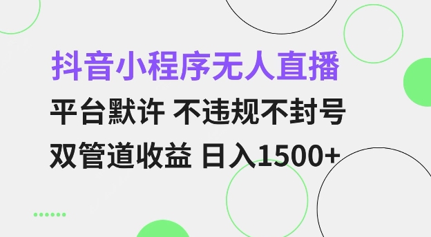 抖音小程序无人直播 平台默许 不违规不封号 双管道收益 日入多张 小白也能轻松操作【仅揭秘】-源码天堂