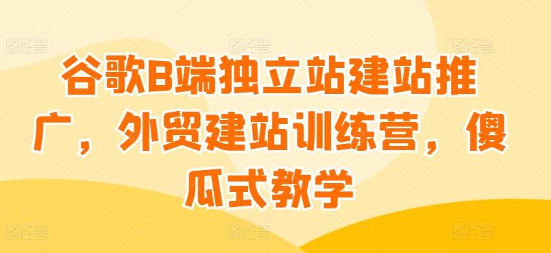 谷歌B端独立站建站推广，外贸建站训练营，傻瓜式教学-源码天堂