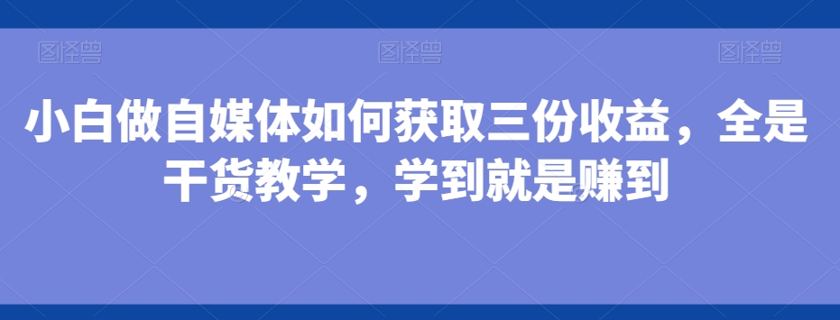 小白做自媒体如何获取三份收益，全是干货教学，学到就是赚到-源码天堂