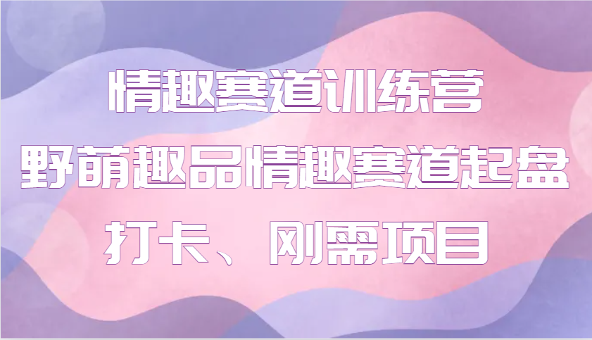 情趣赛道训练营 野萌趣品情趣赛道起盘打卡、刚需项目-源码天堂