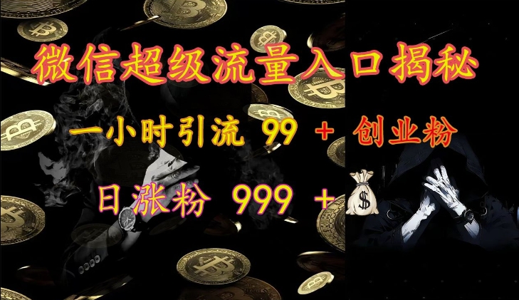 微信超级流量入口揭秘：一小时引流 99 + 创业粉，日涨粉 999 +-源码天堂