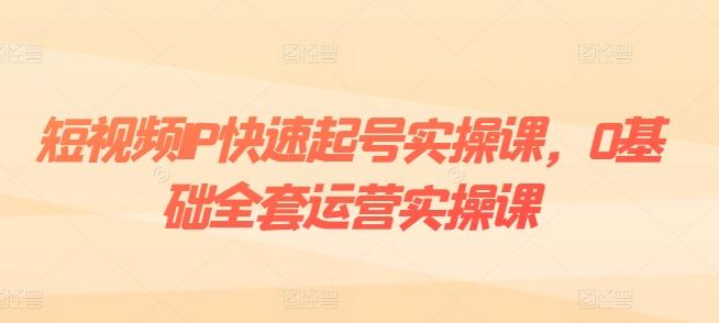 短视频IP快速起号实操课，0基础全套运营实操课，爆款内容设计+粉丝运营+内容变现-源码天堂