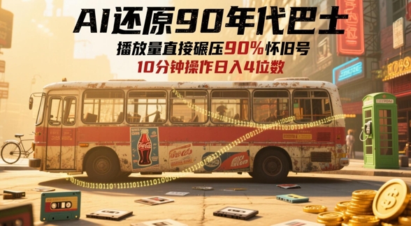 AI还原90年代巴士，一帧就让70后泪崩，播放量直接碾压90%怀旧号，每天操作十分钟，日入四位数-源码天堂