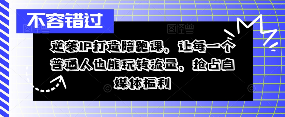 逆袭IP打造陪跑课，让每一个普通人也能玩转流量，抢占自媒体福利-源码天堂