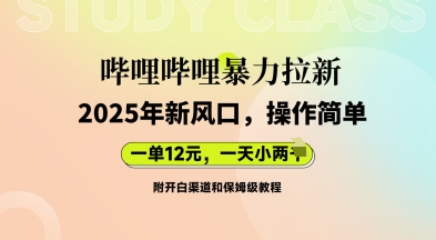 哔哩哔哩暴力拉新：2025年新风口，一单12元，一天数张(附开白渠道和保姆级教程)-源码天堂