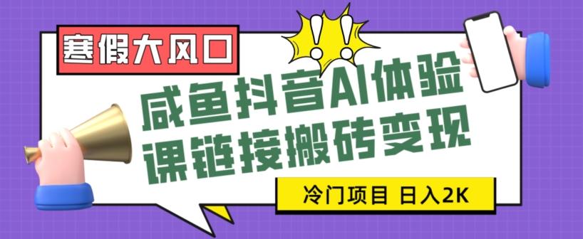 寒假大风口咸鱼抖音AI体验课链接搬砖变现，全网首发冷门项目，小白可日入2K+【揭秘】-源码天堂