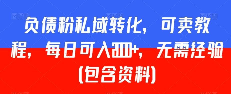 负债粉私域转化，可卖教程，每日可入2000+，无需经验（包含资料）【揭秘】-源码天堂