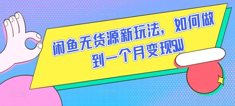 闲鱼无货源新玩法，如何做到一个月变现5W【揭秘】-源码天堂