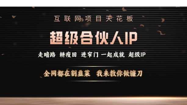 互联网项目天花板，超级合伙人IP，全网都在割韭菜，我来教你做镰刀【仅揭秘】-源码天堂