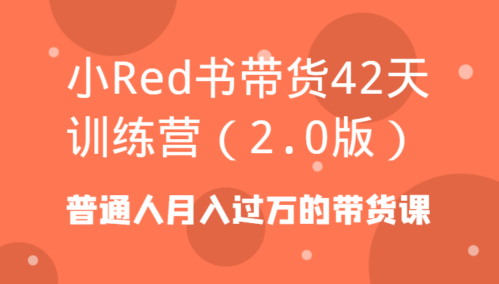 小Red书带货42天训练营(2.0版)普通人月入过万的带货课-源码天堂