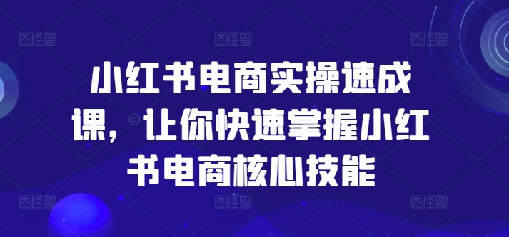 小红书电商实操速成课，让你快速掌握小红书电商核心技能-源码天堂