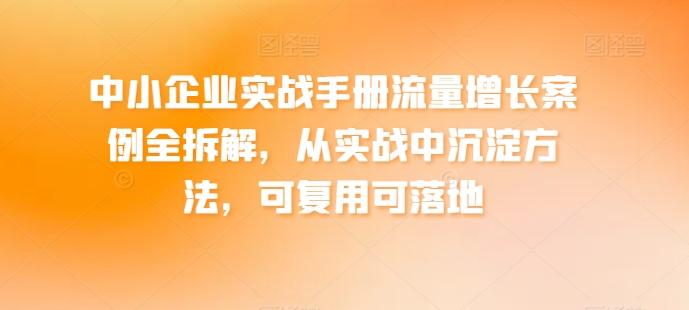 中小企业实战手册流量增长案例全拆解，从实战中沉淀方法，可复用可落地-源码天堂