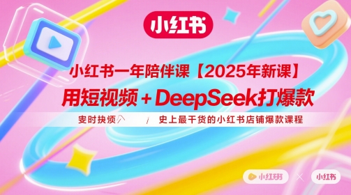 小红书一年陪伴课【2025年新课】，用短视频+deepSeek打爆款，史上最干货的小红书店铺爆款课程-源码天堂