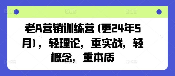 老A营销训练营(更24年6月)，轻理论，重实战，轻概念，重本质-源码天堂