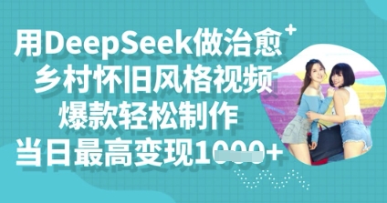 用DeepSeek做治愈乡村怀旧风格视频，爆款轻松制作，当日最高变现多张-源码天堂