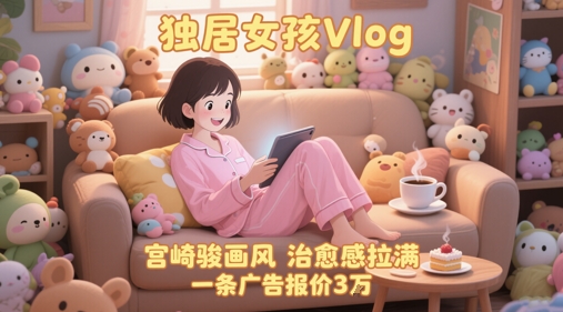 单个账号涨粉71W！用AI制作独居女孩Vlog，宫崎骏画风，治愈感拉满，一条广告报价3W-源码天堂