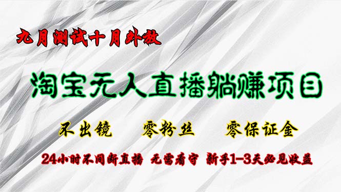淘宝无人直播最新玩法，九月测试十月外放，不出镜零粉丝零保证金，24小…-源码天堂