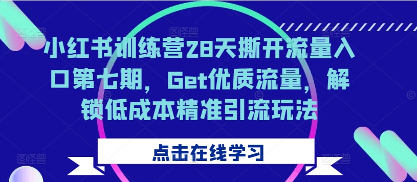 小红书训练营28天撕开流量入口第七期，Get优质流量，解锁低成本精准引流玩法-源码天堂
