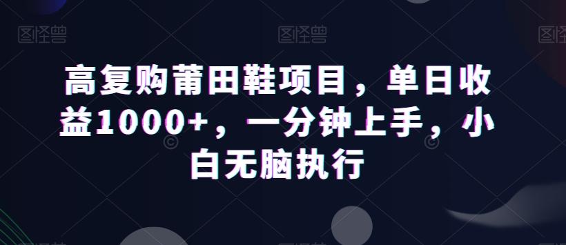 高复购莆田鞋项目，单日收益1000+，一分钟上手，小白无脑执行-源码天堂